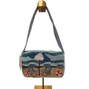 Beach Scene Beaded Shoulder Bag